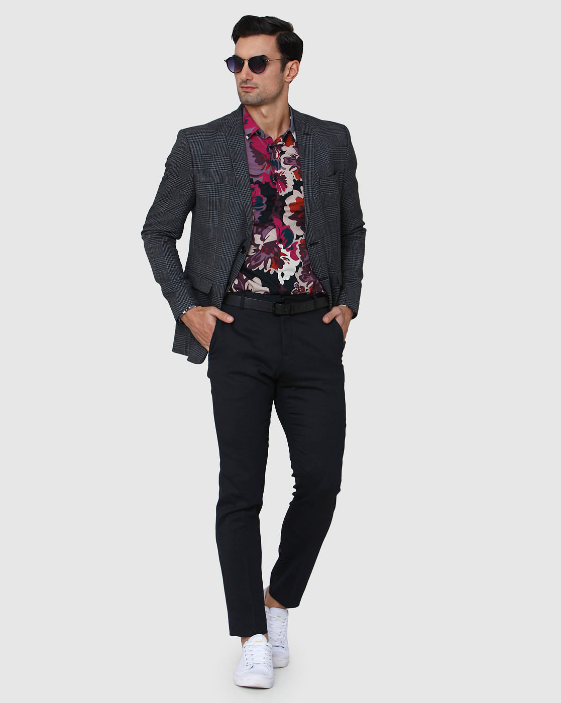 Grey Check Slim Fit Blazer