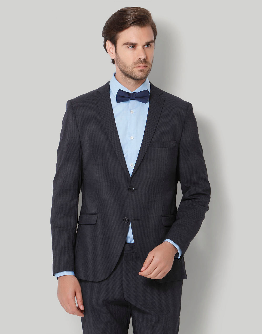 Navy Blue Check Formal Blazer