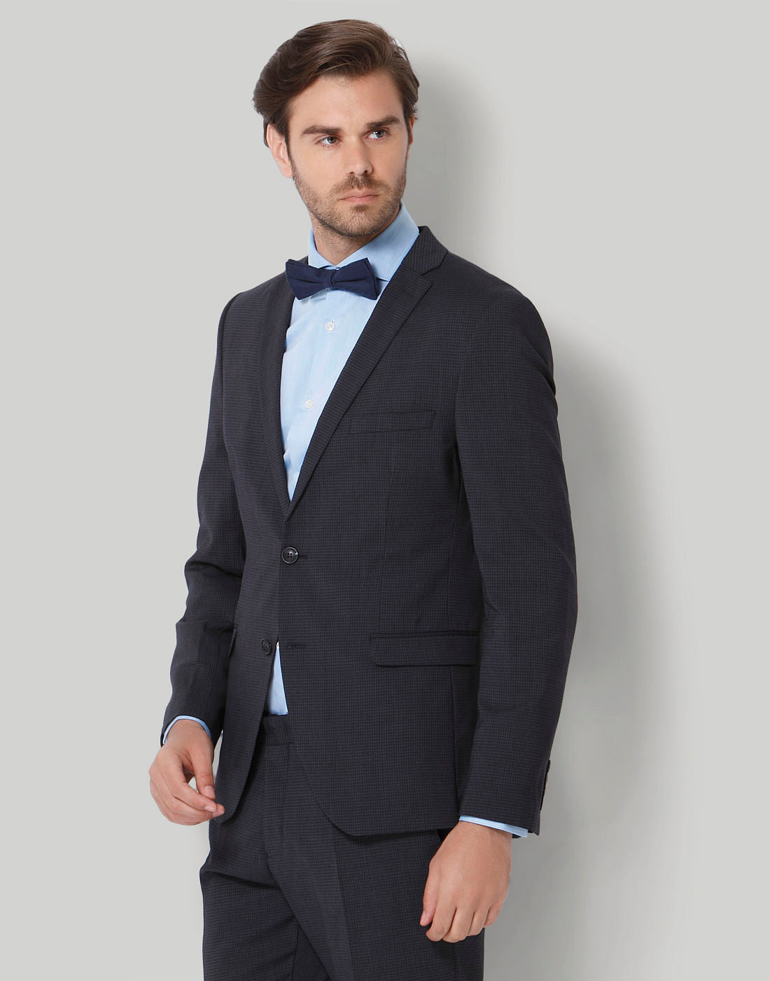 Navy Blue Check Formal Blazer