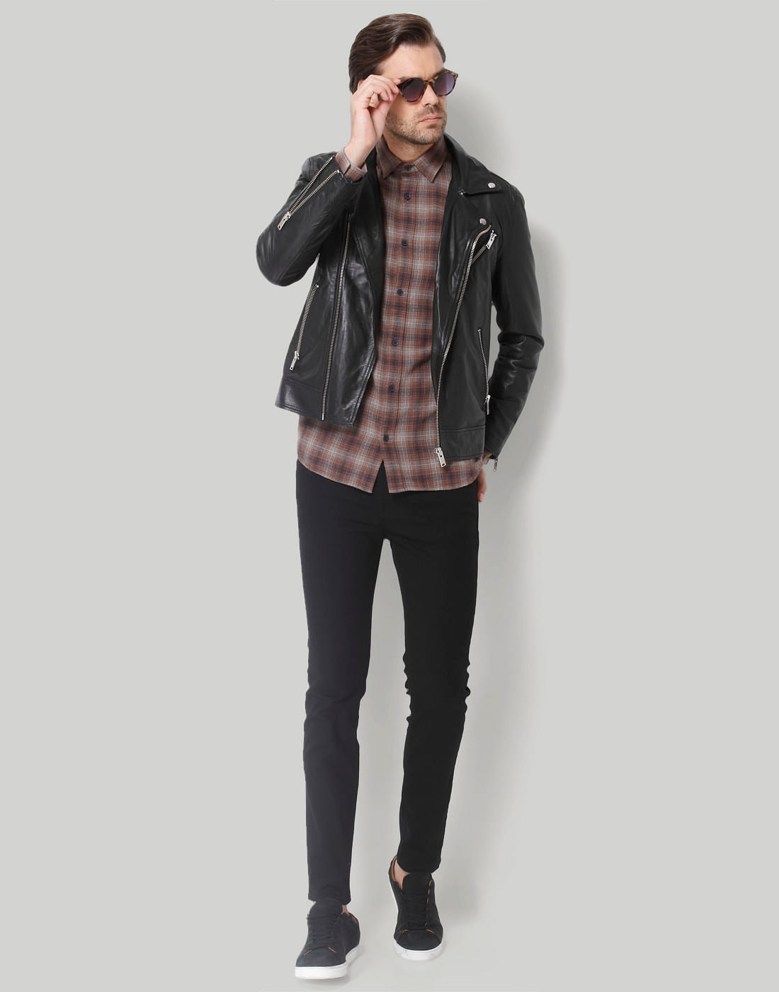 Brown Check Full Sleeves Shirt