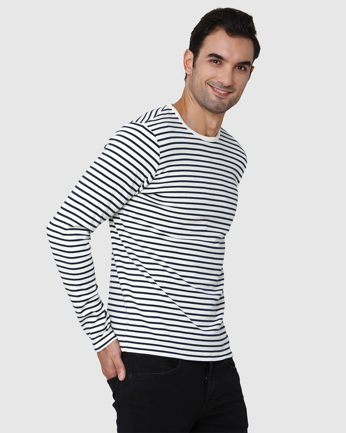 White Striped Crew Neck T-Shirt