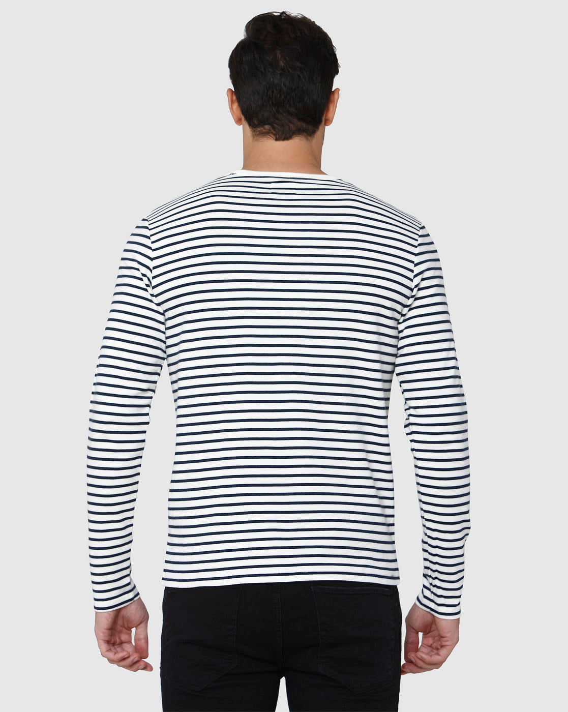 White Striped Crew Neck T-Shirt