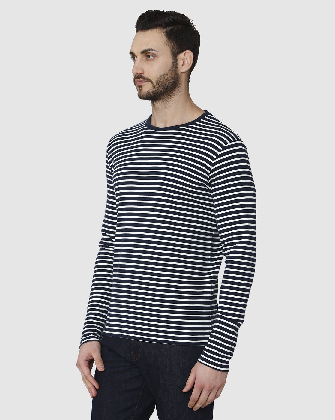 Blue Striped Crew Neck T-Shirt