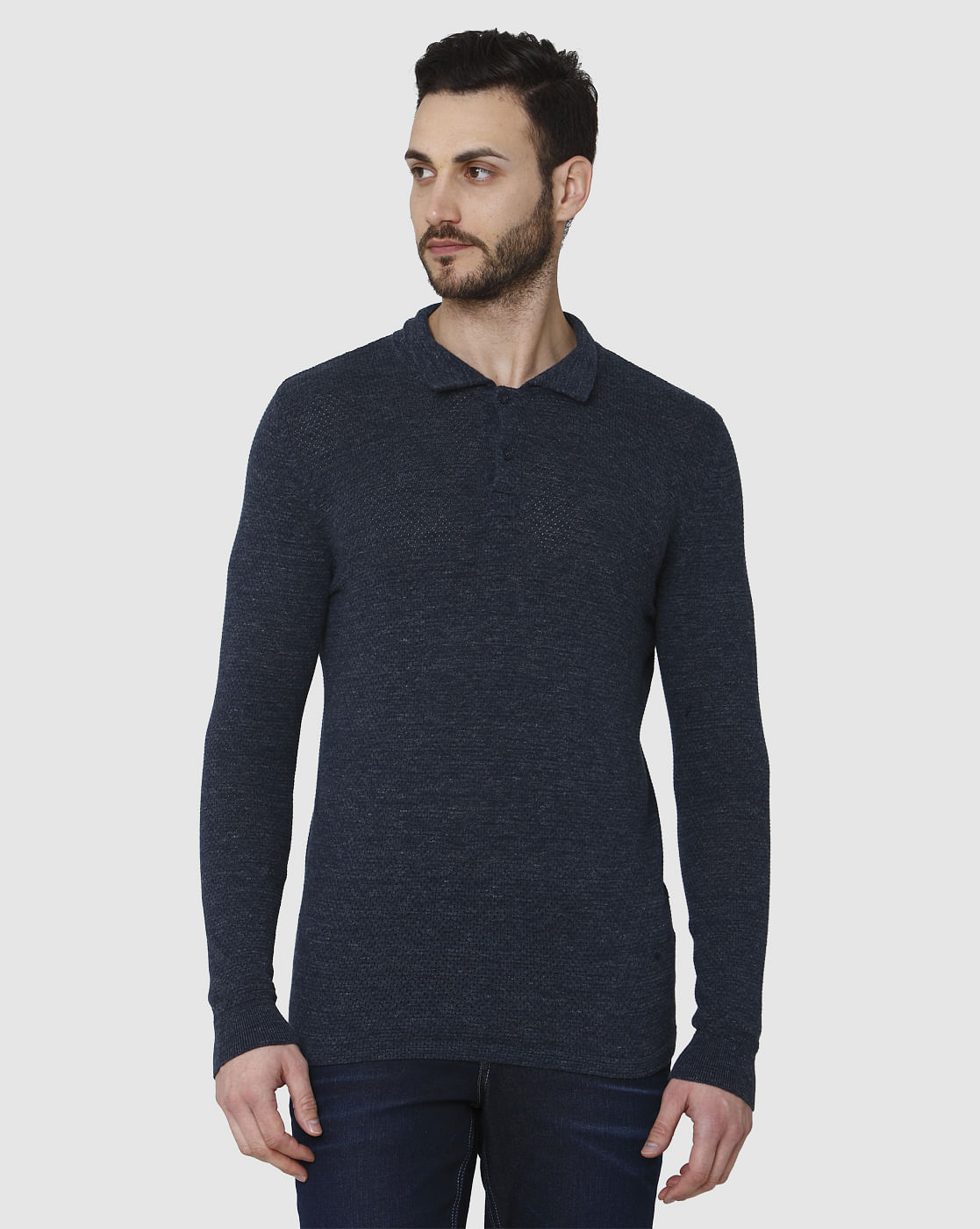 Blue Polo Neck T-Shirt