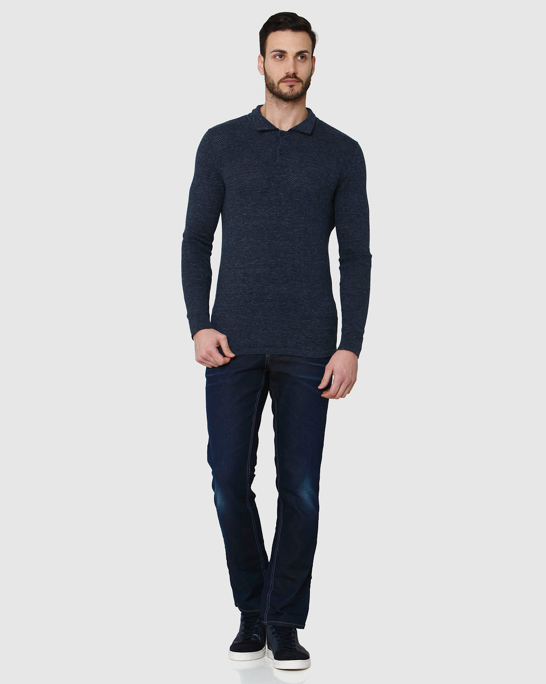 Blue Polo Neck T-Shirt