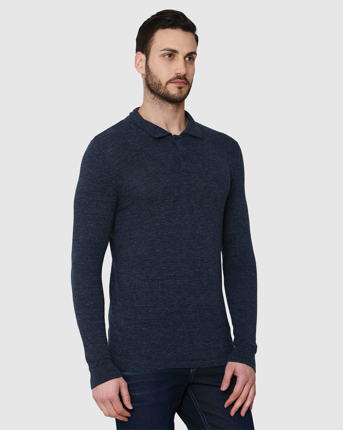 Blue Polo Neck T-Shirt
