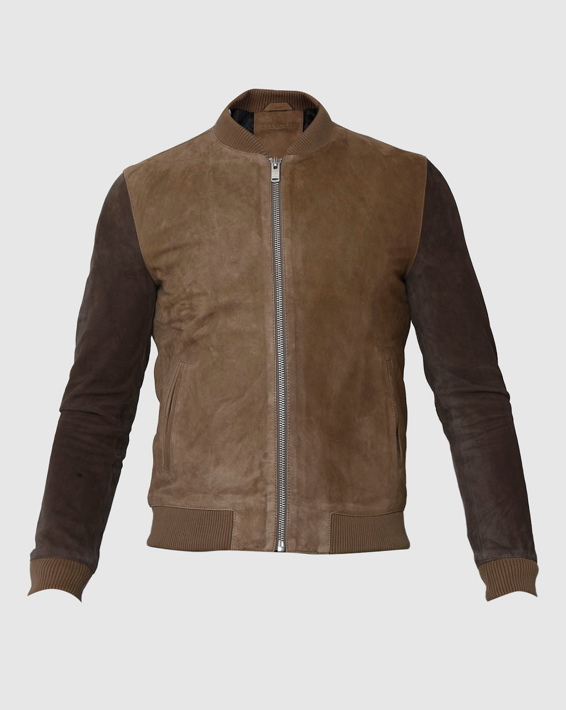 Brown Suede Bomber Jacket