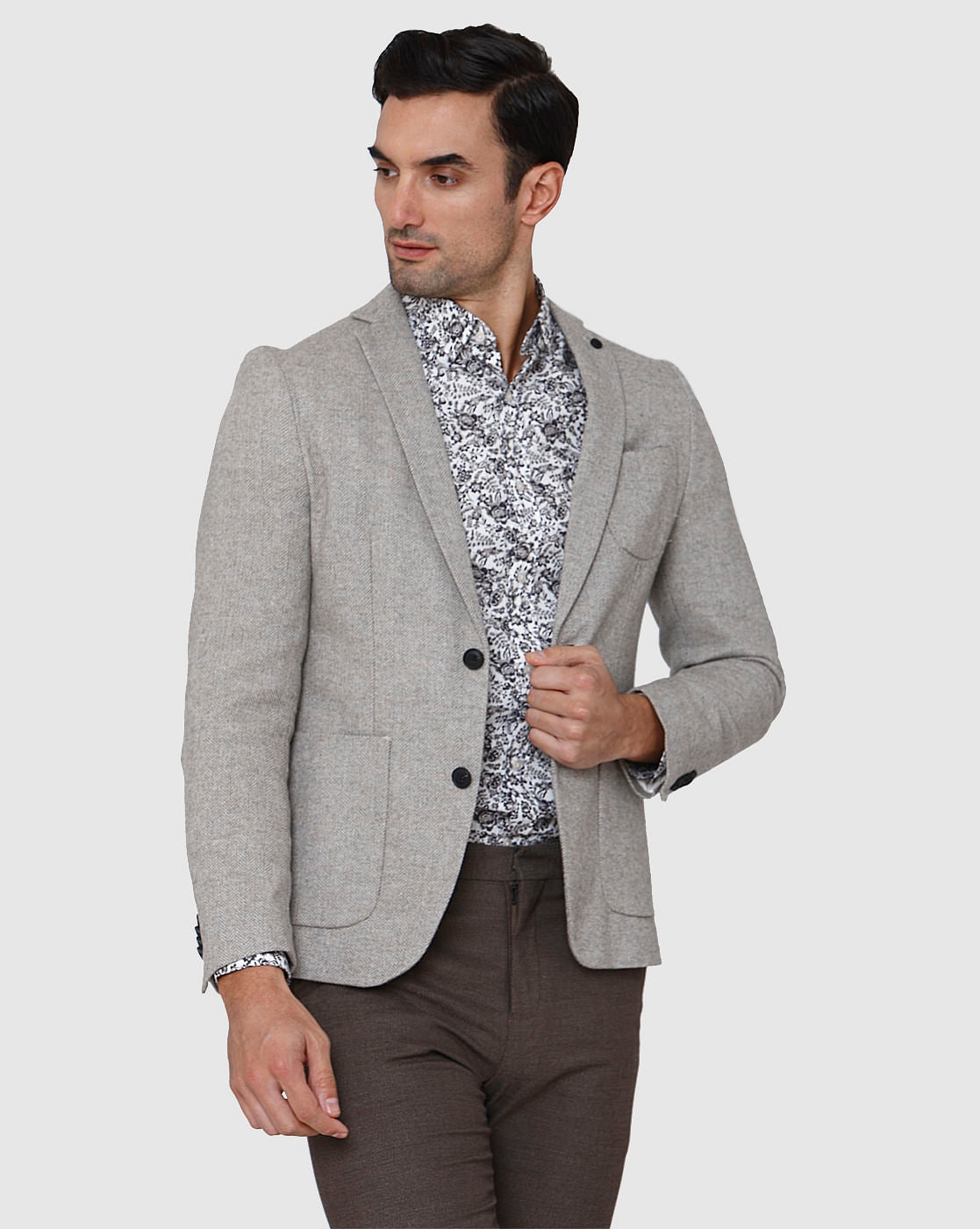 Grey Double Button Blazer
