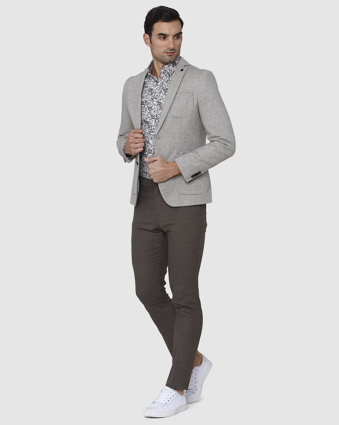 Grey Double Button Blazer
