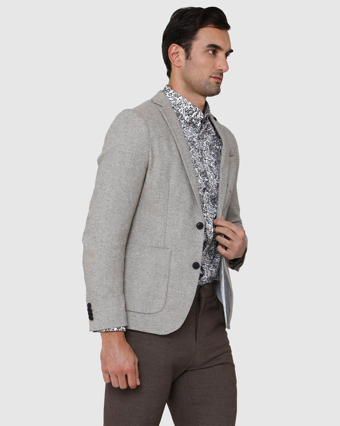 Grey Double Button Blazer