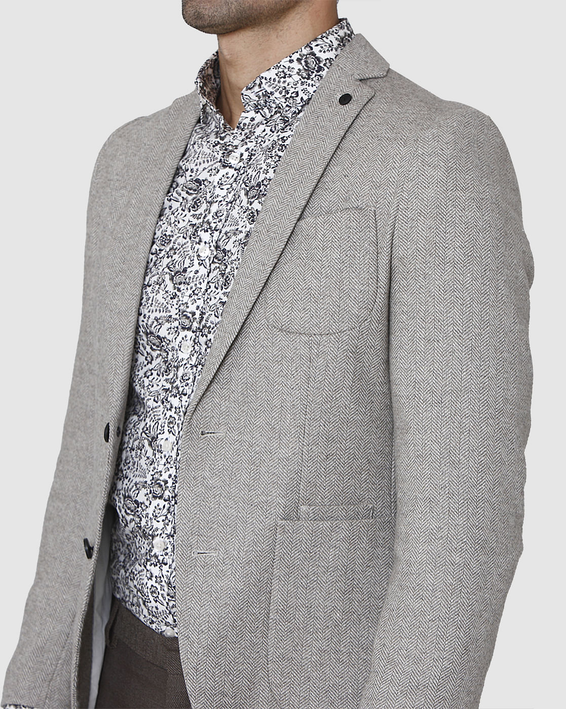 Grey Double Button Blazer