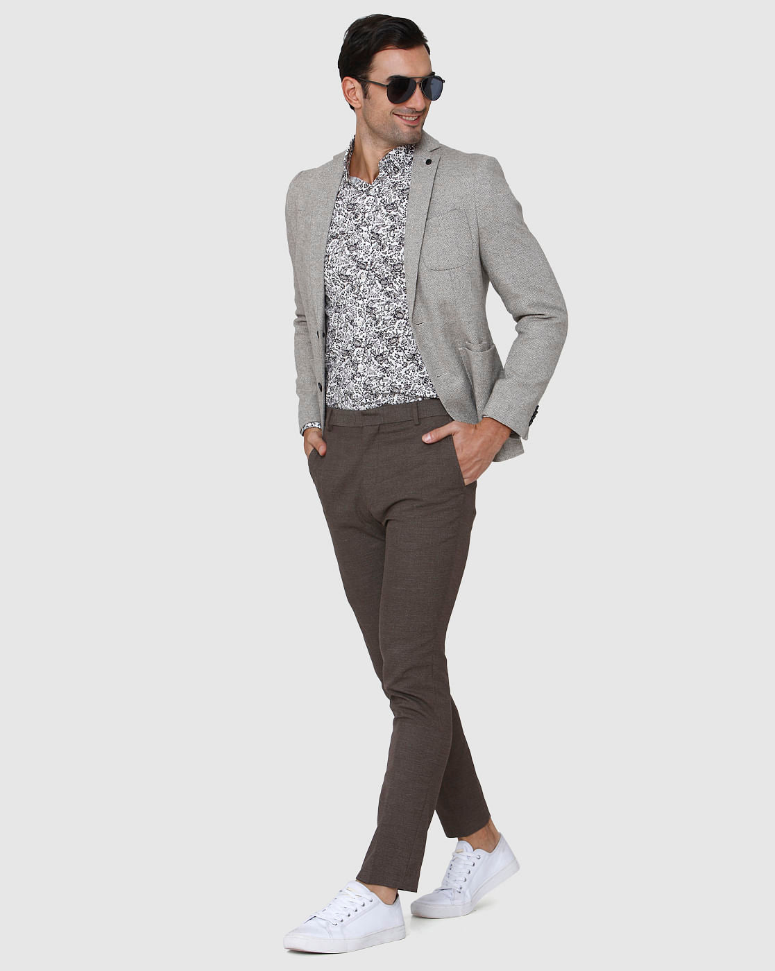 Grey Double Button Blazer