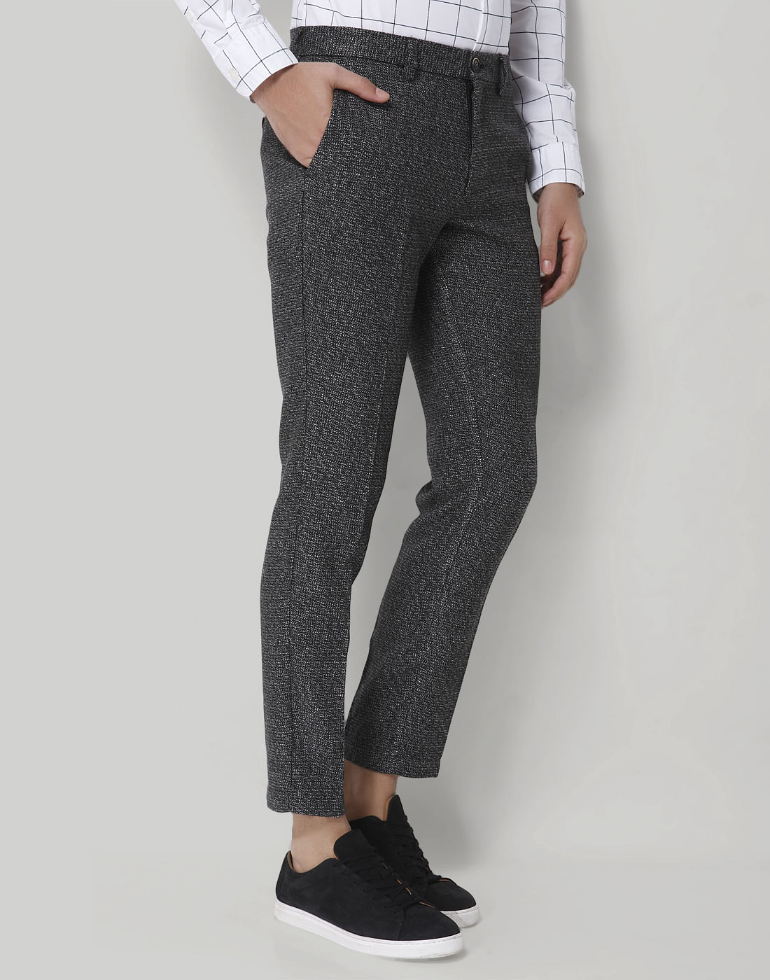 Black Check Formal Trousers