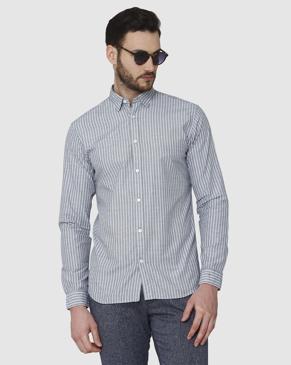 Blue Printed Full Sleeves Shirt