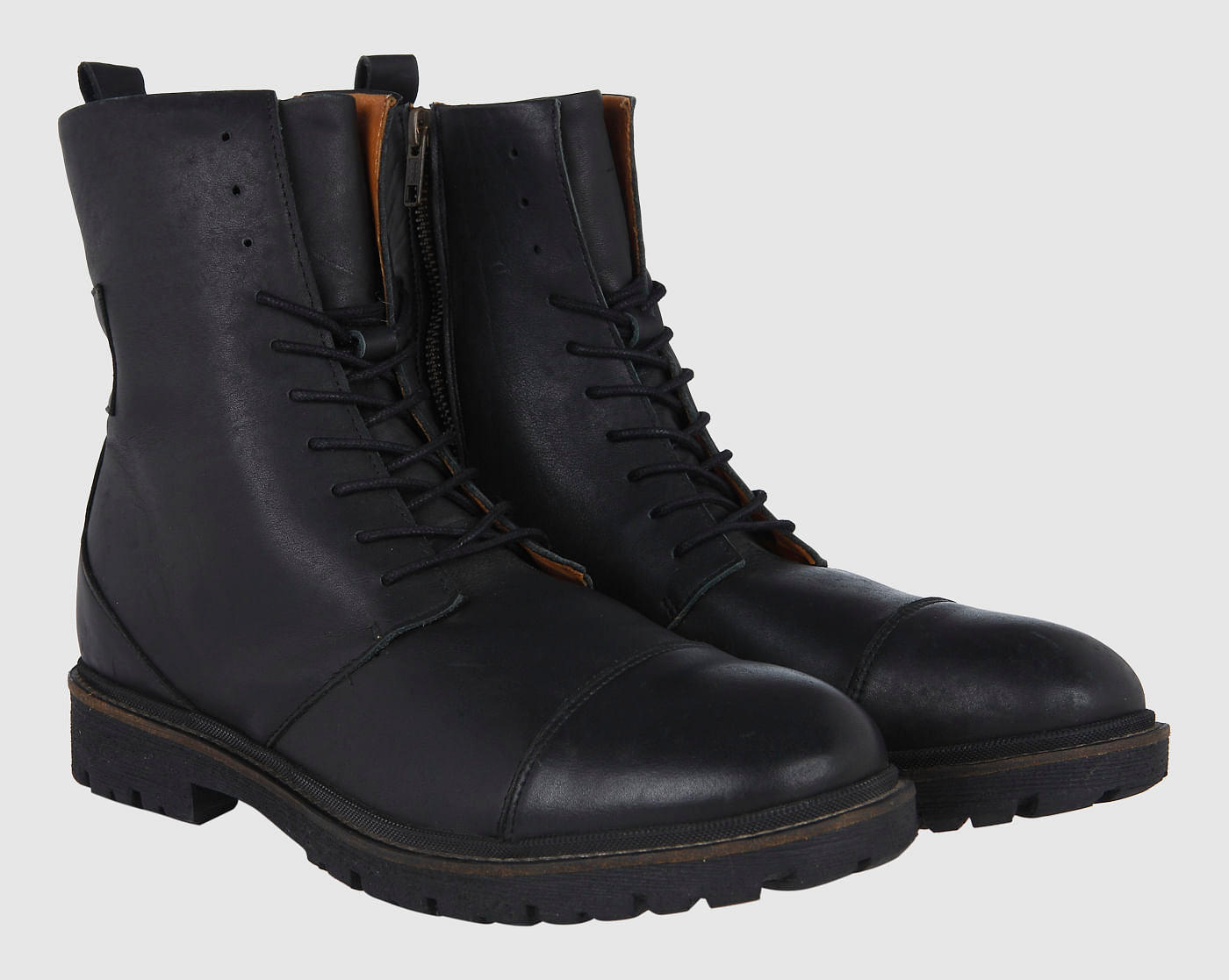 Black Leather Combat Boots