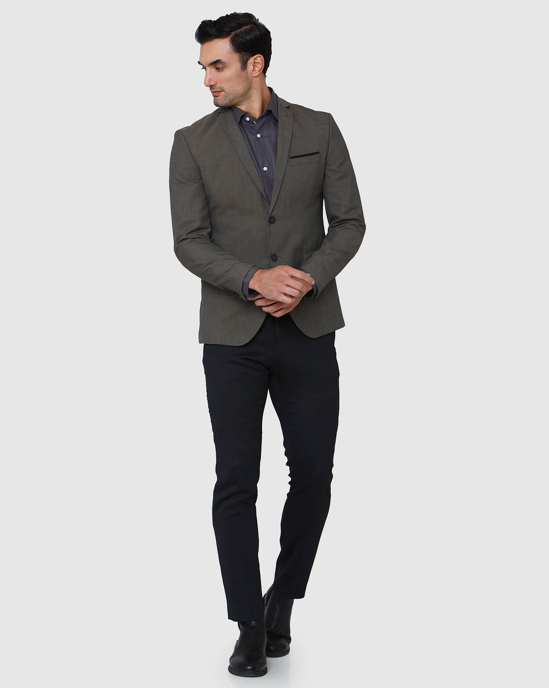Grey Formal Slim Fit Blazer