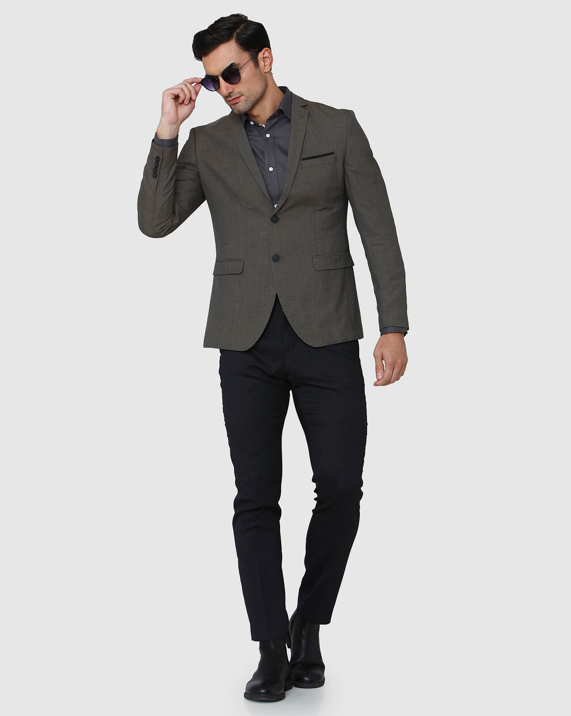 Grey Formal Slim Fit Blazer