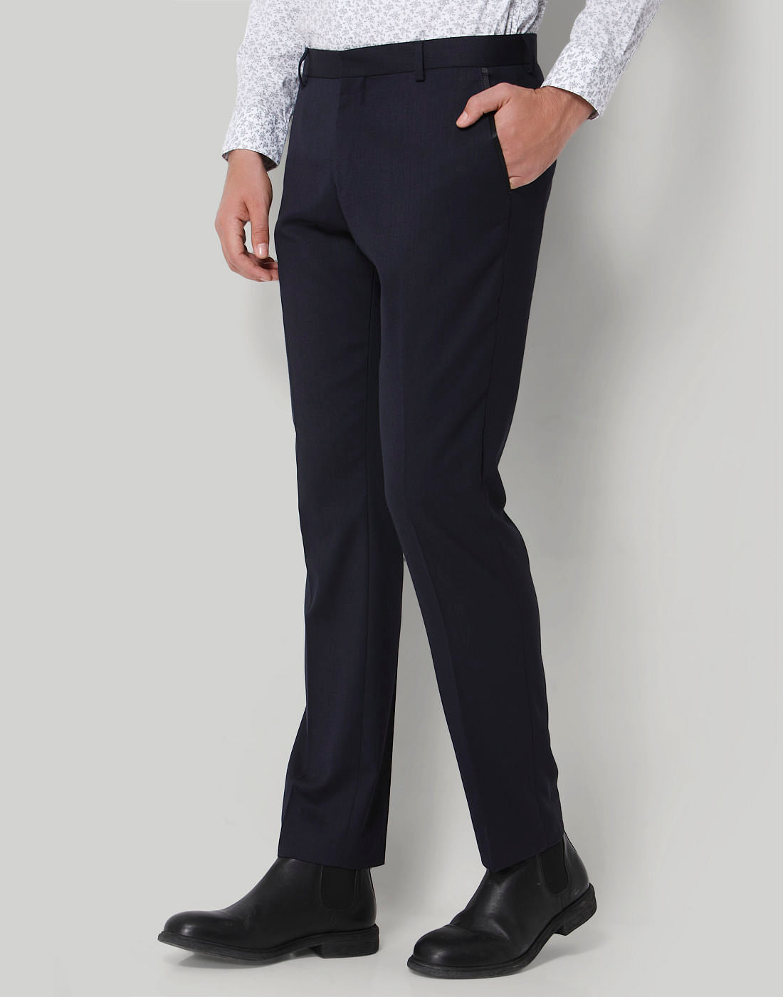 Navy Blue Formal Slim Fit Trousers