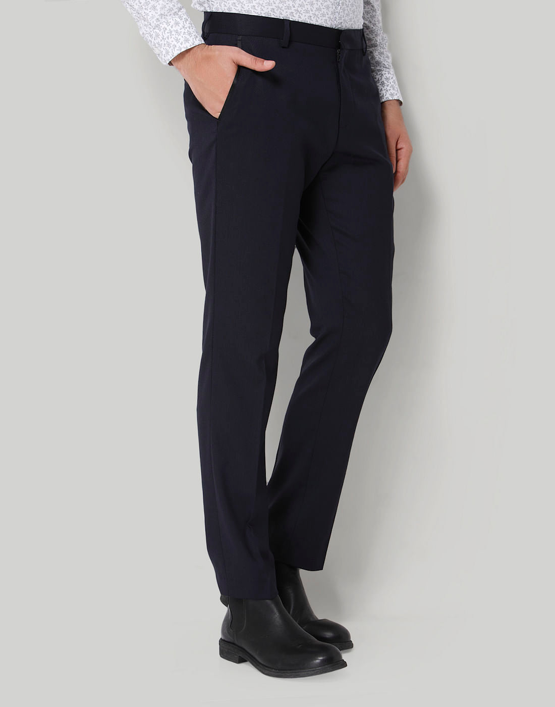 Navy Blue Formal Slim Fit Trousers
