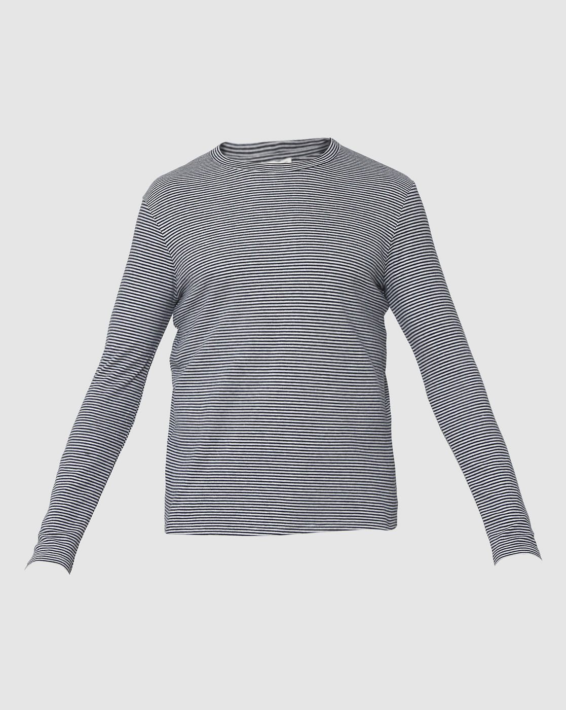Grey Striped Crew Neck T-Shirt