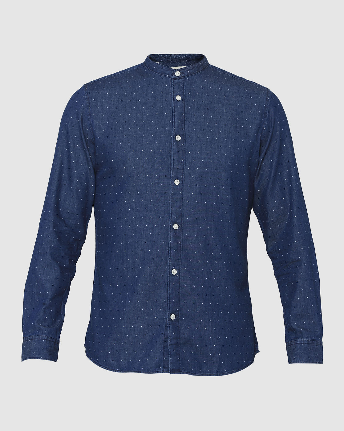 Blue Printed Full Sleeves Shirt