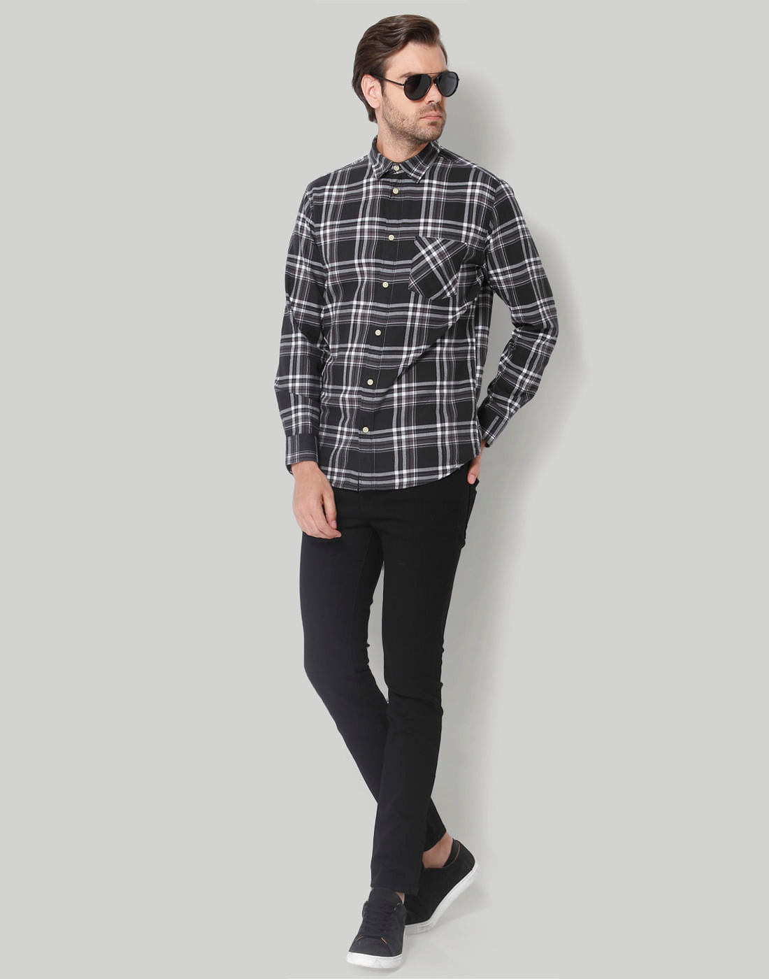 Black Check Full Sleeves Shirt
