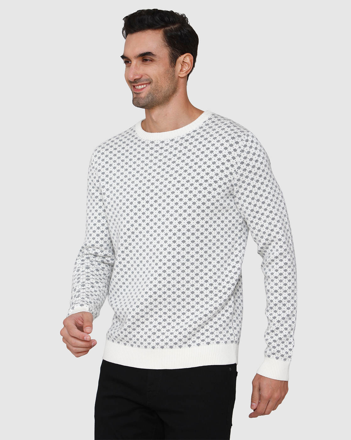 White Printed Pullover
