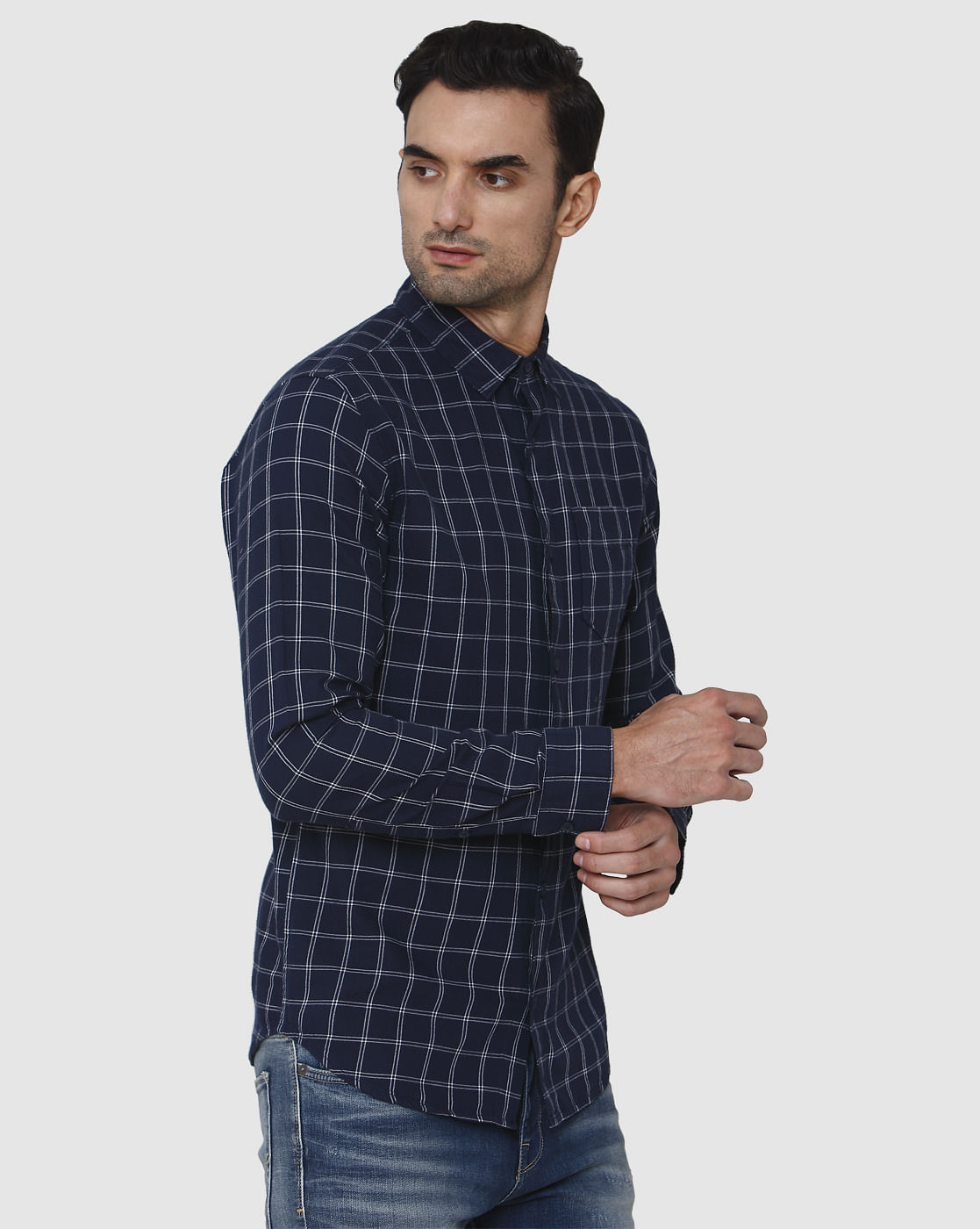 Blue Check Full Sleeves Shirt