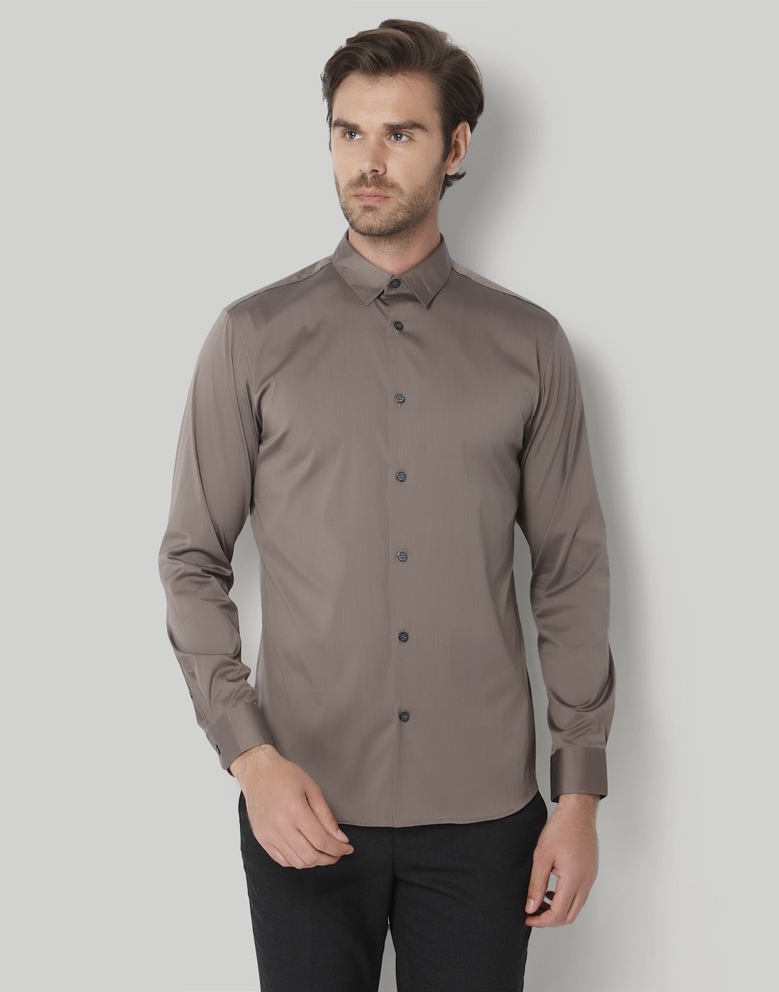 Brown Slim Fit Formal Shirt