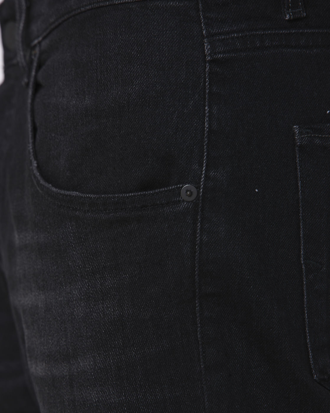 Black Distressed Regular Fit Jeans
