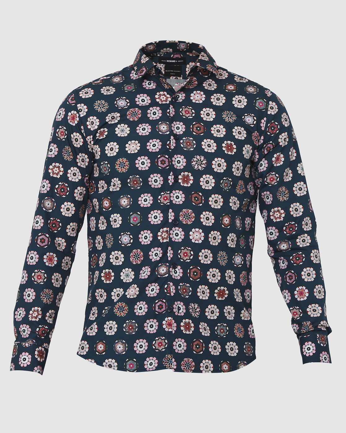 Blue Printed Full Sleeves Shirt