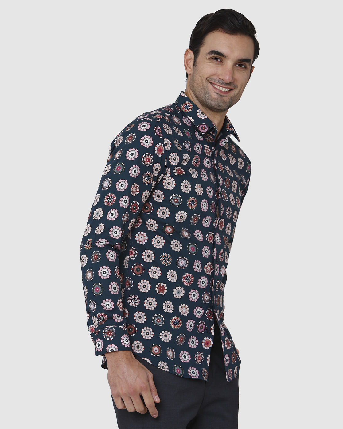 Blue Printed Full Sleeves Shirt
