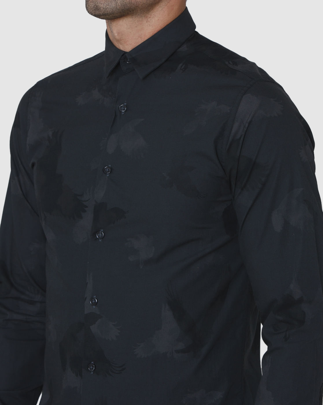 Black Printed Full Sleeves Shirt