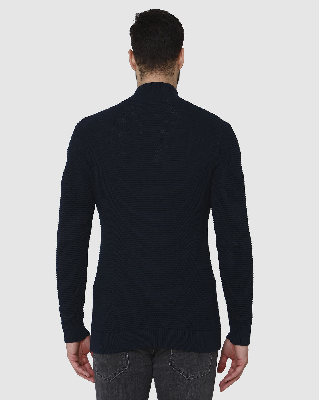 Navy Blue Zipped Cardigan