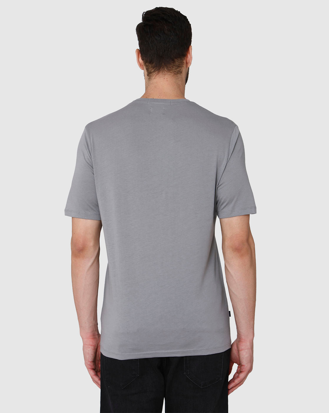 Grey Printed Crew Neck T-Shirt