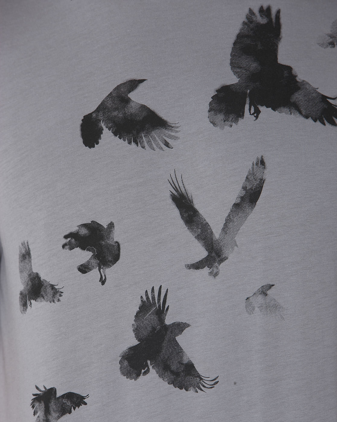 Grey Printed Crew Neck T-Shirt