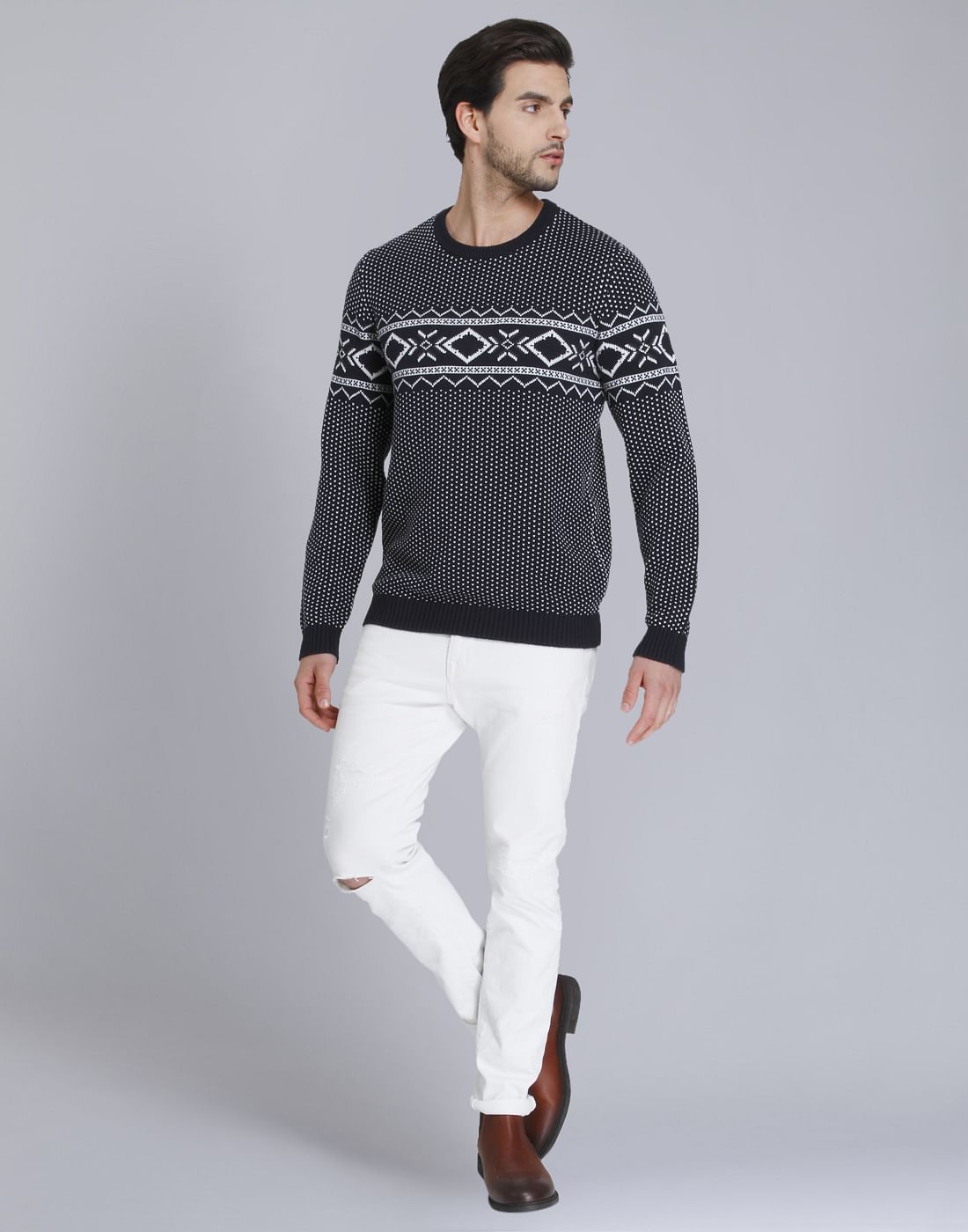 Blue Printed Pullover