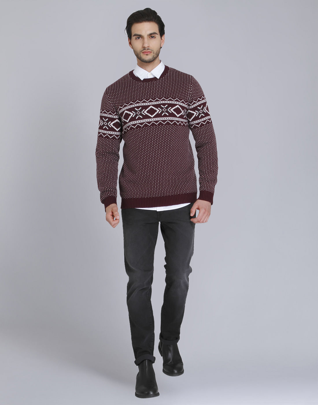 Red Printed Pullover