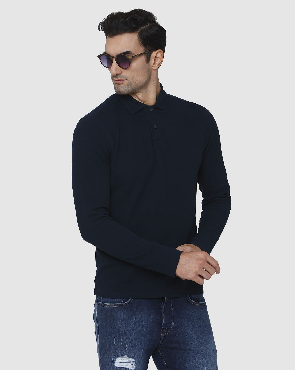 Blue Polo Neck T-Shirt