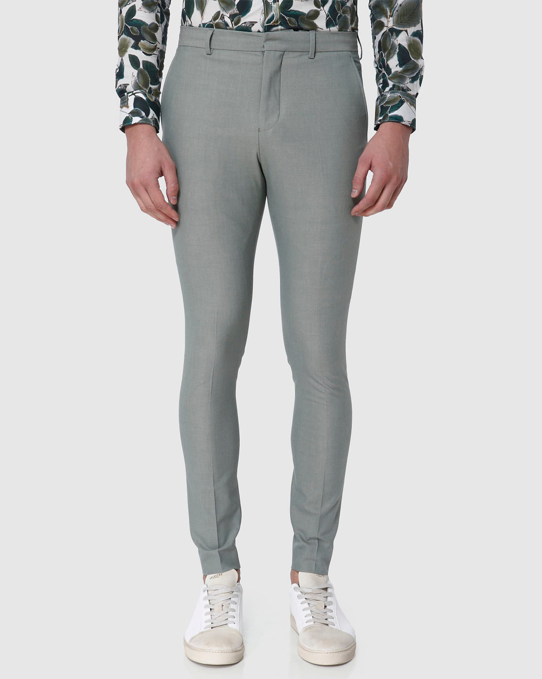 Green Formal Slim Fit Trousers