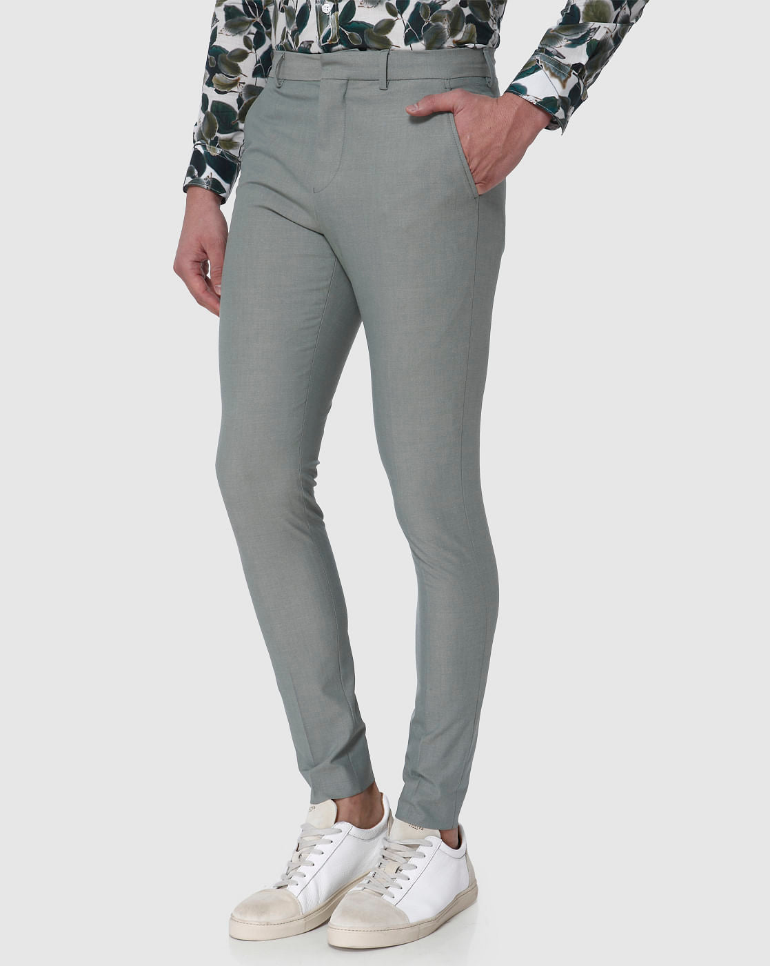 Green Formal Slim Fit Trousers