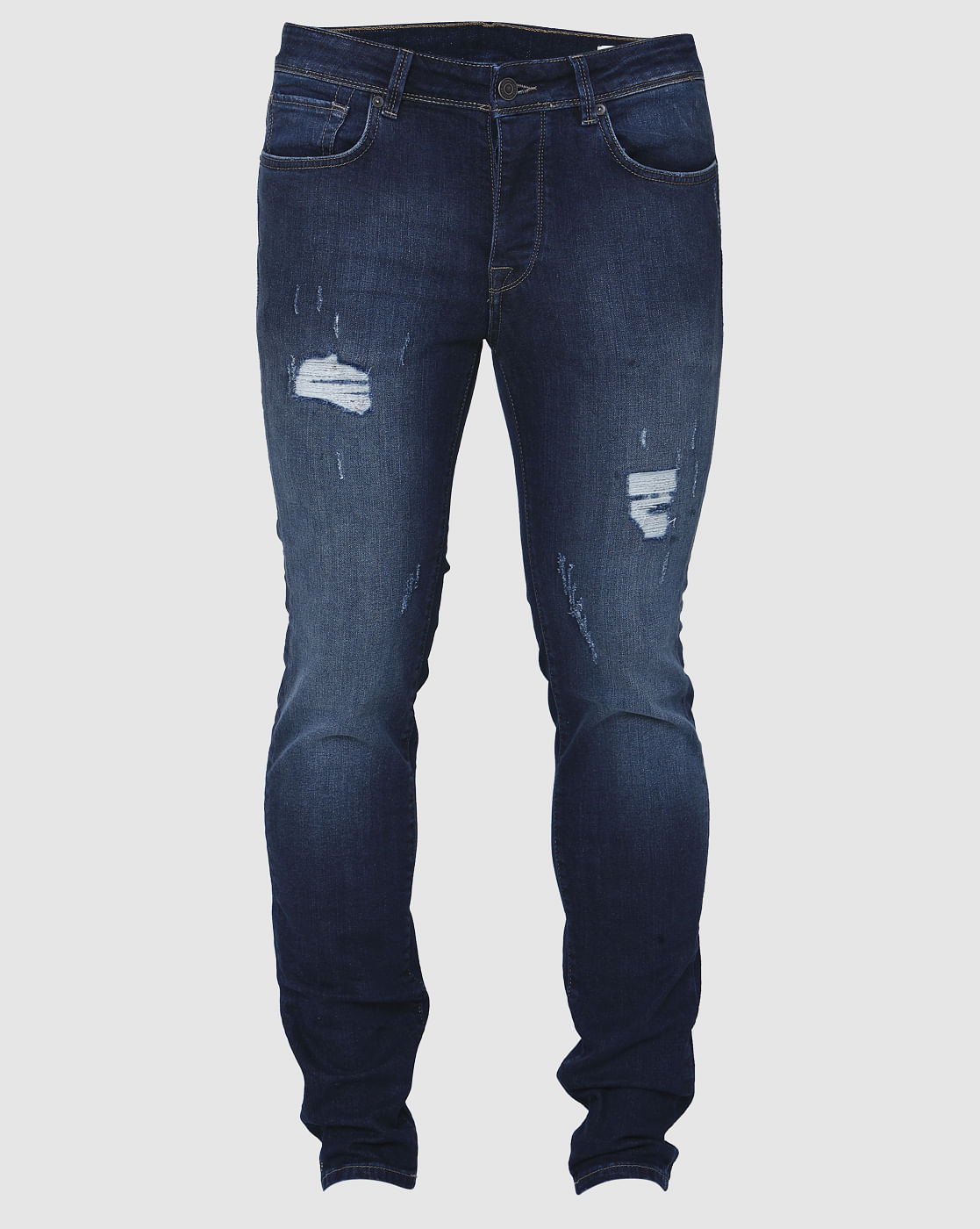 Blue Distressed Skinny Fit Jeans