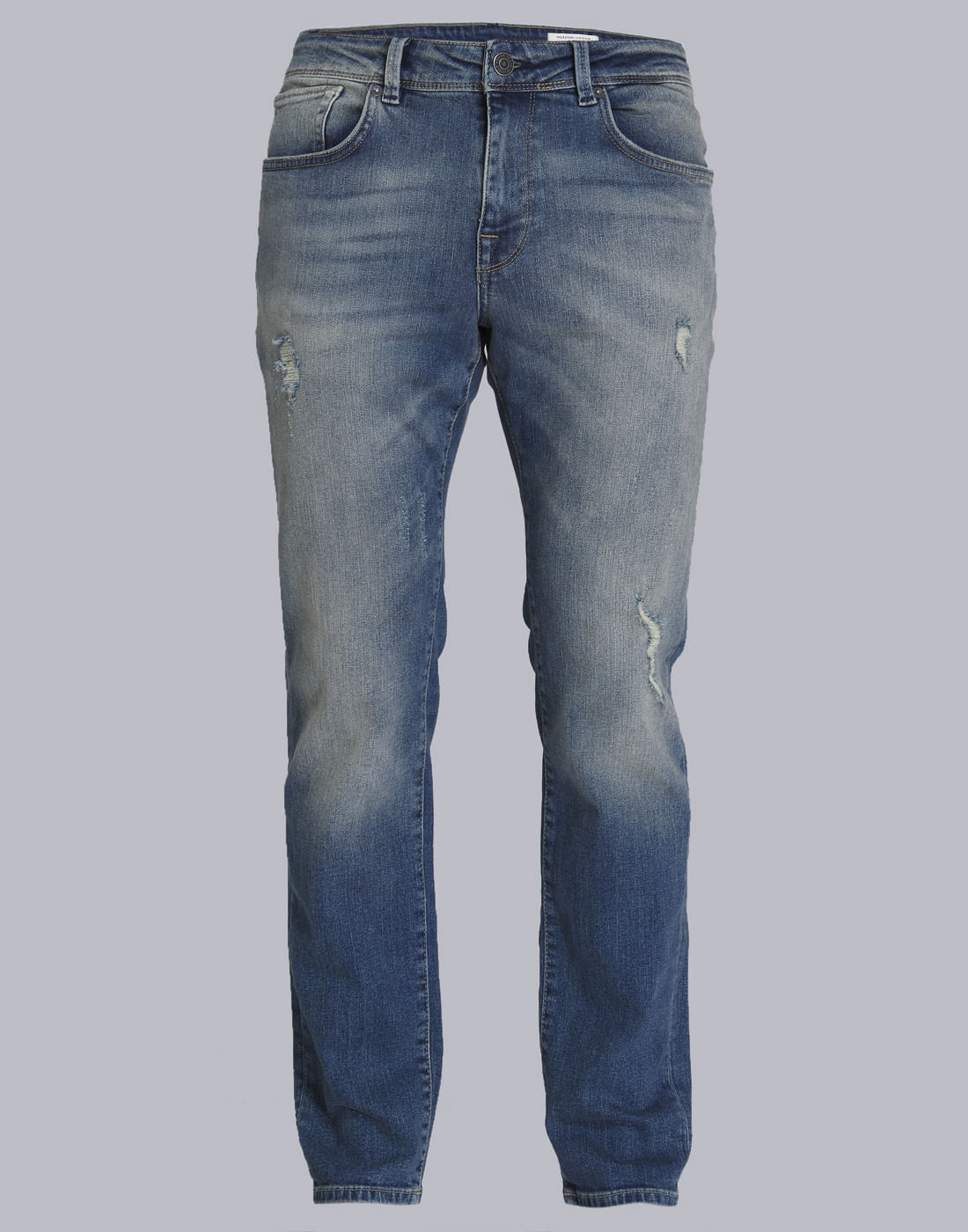 Blue Distressed Slim Fit Jeans