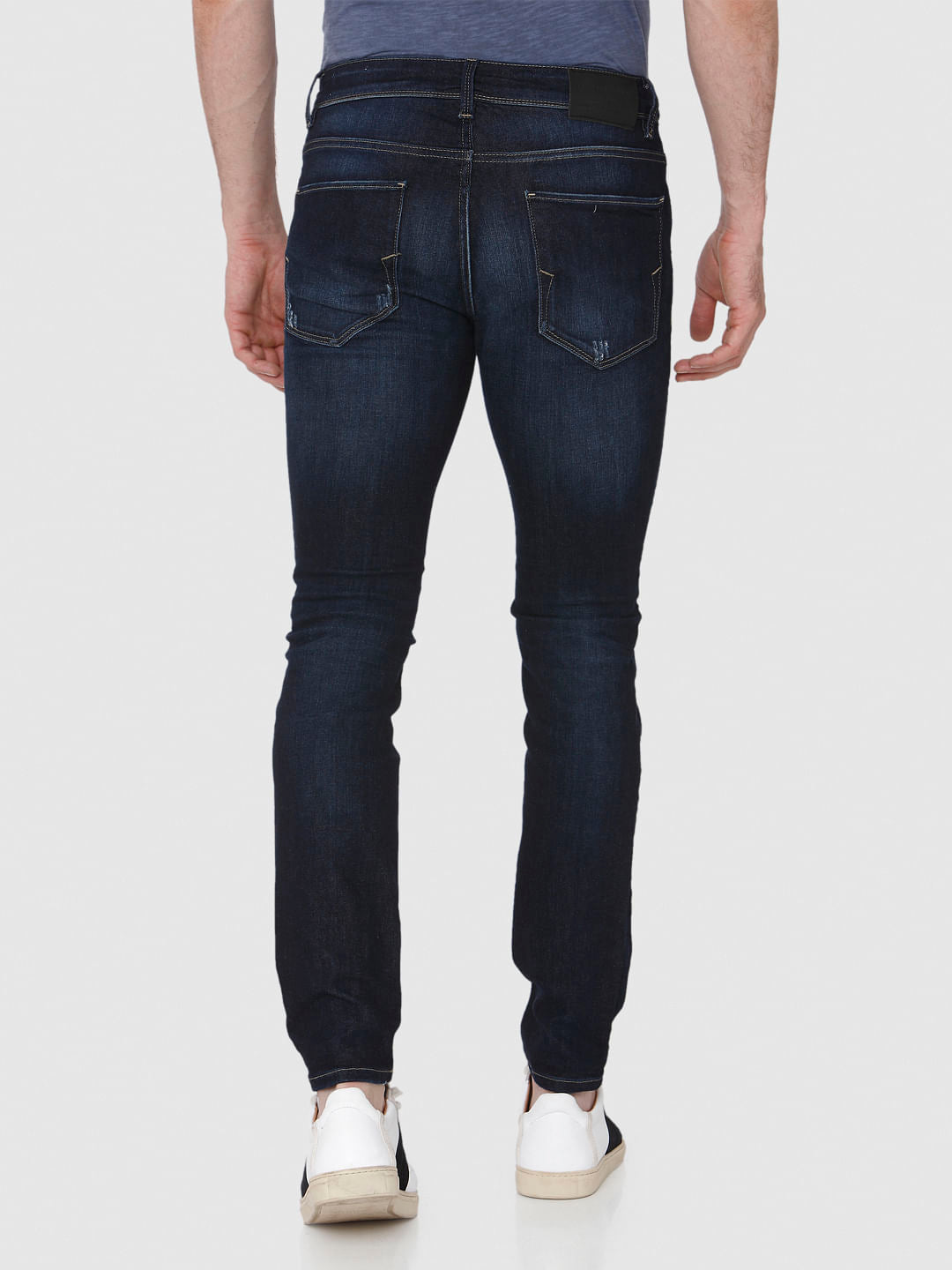 Dark Blue Ripped Pete Skinny Fit Jeans