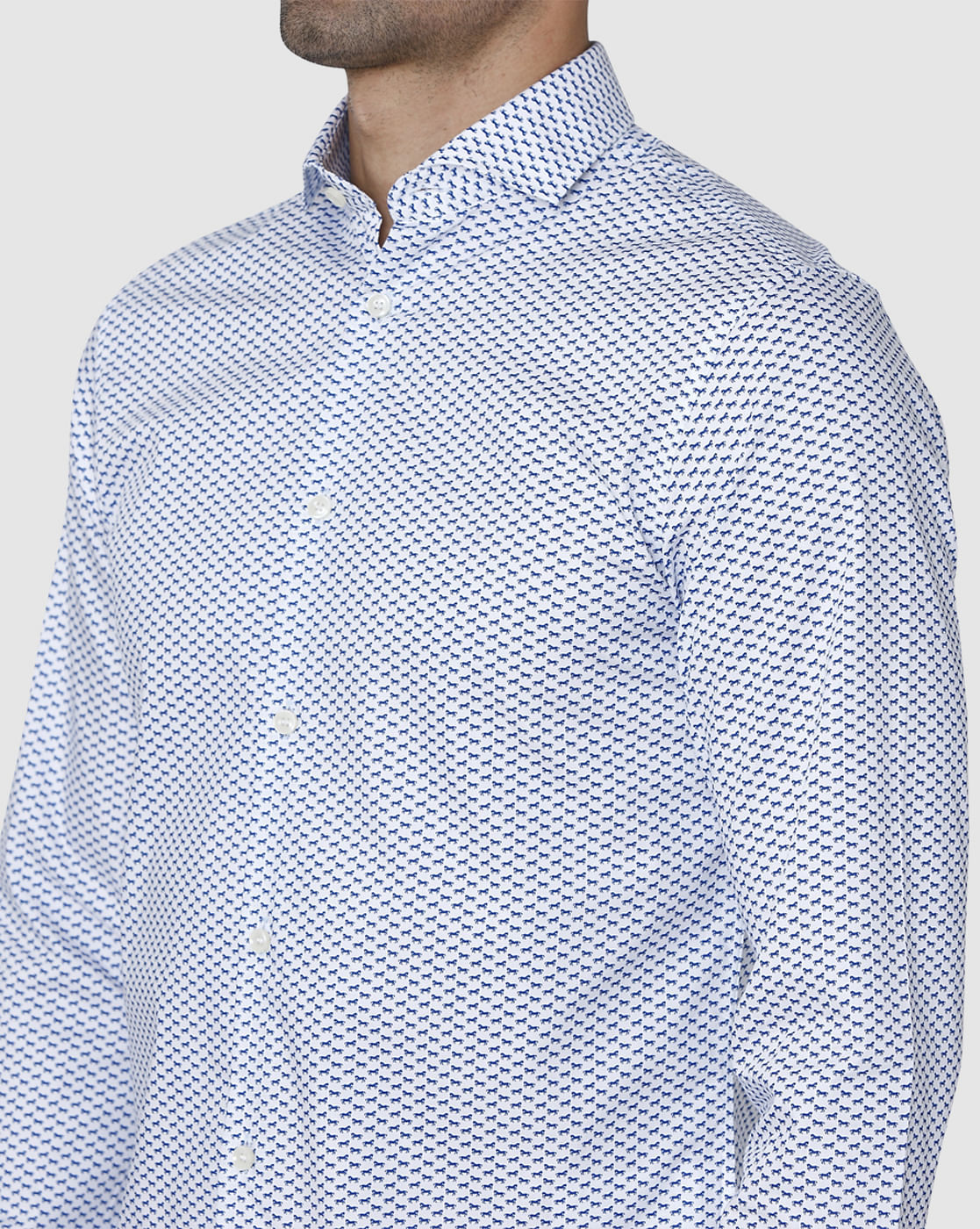 White Printed Full Sleeves Shirt