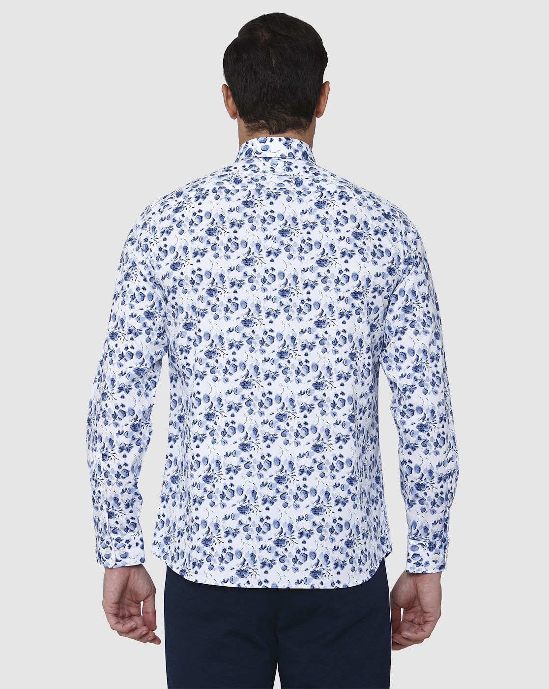 White Floral Print Full Sleeves Shirt