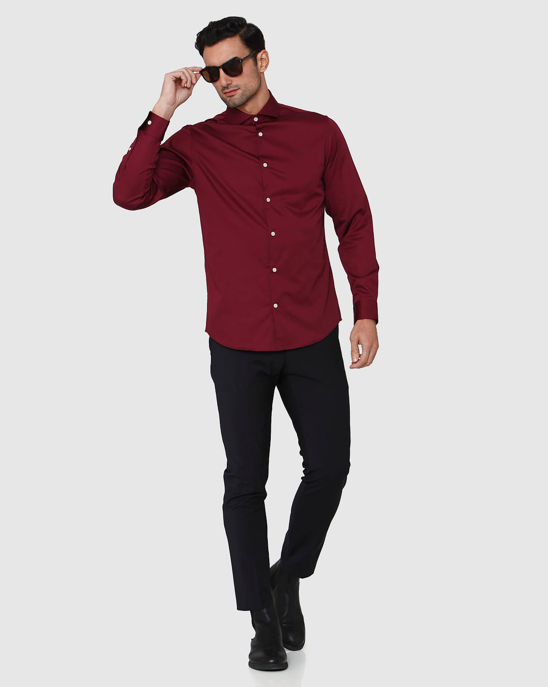 Burgundy Full Sleeves Shirt