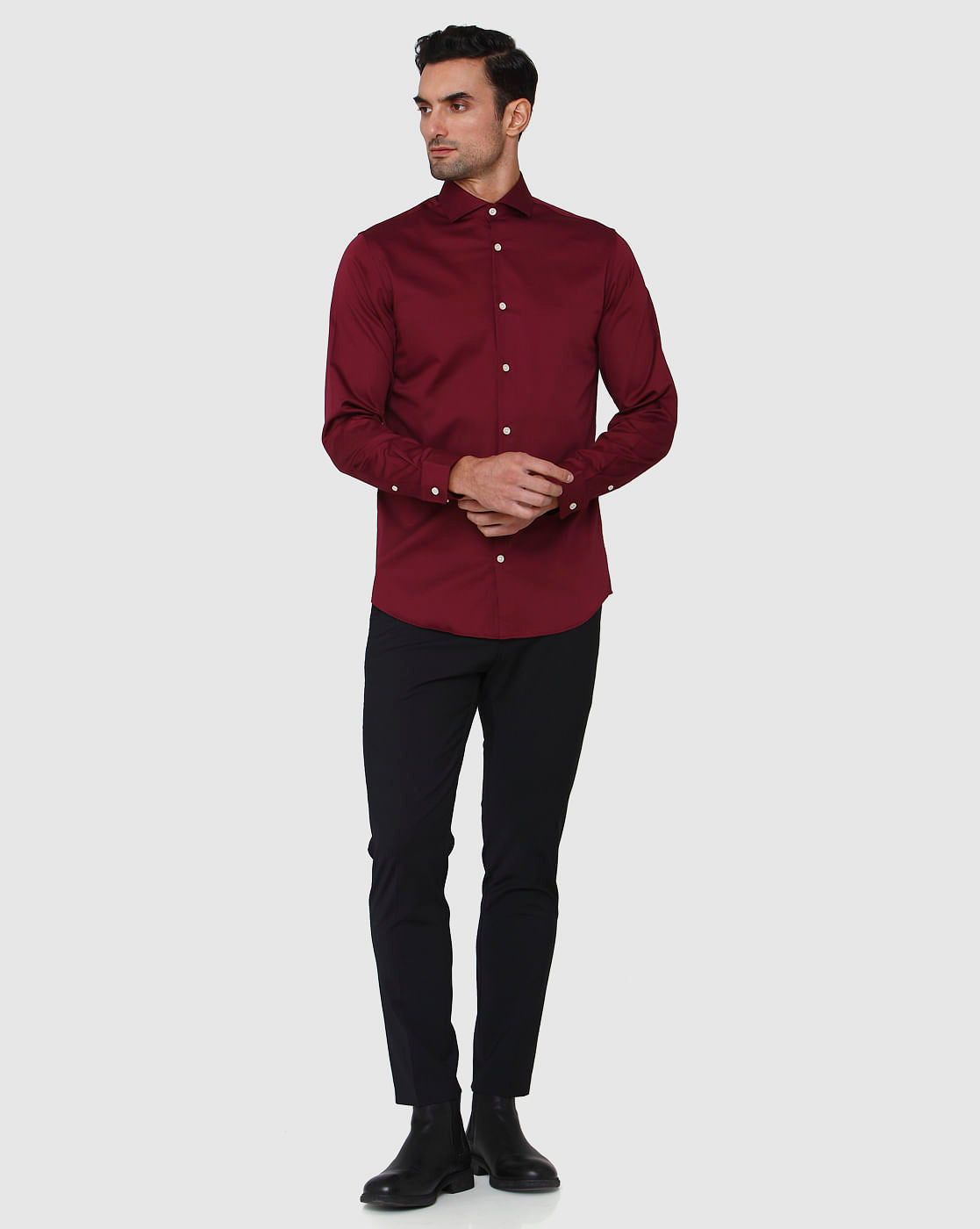 Burgundy Full Sleeves Shirt