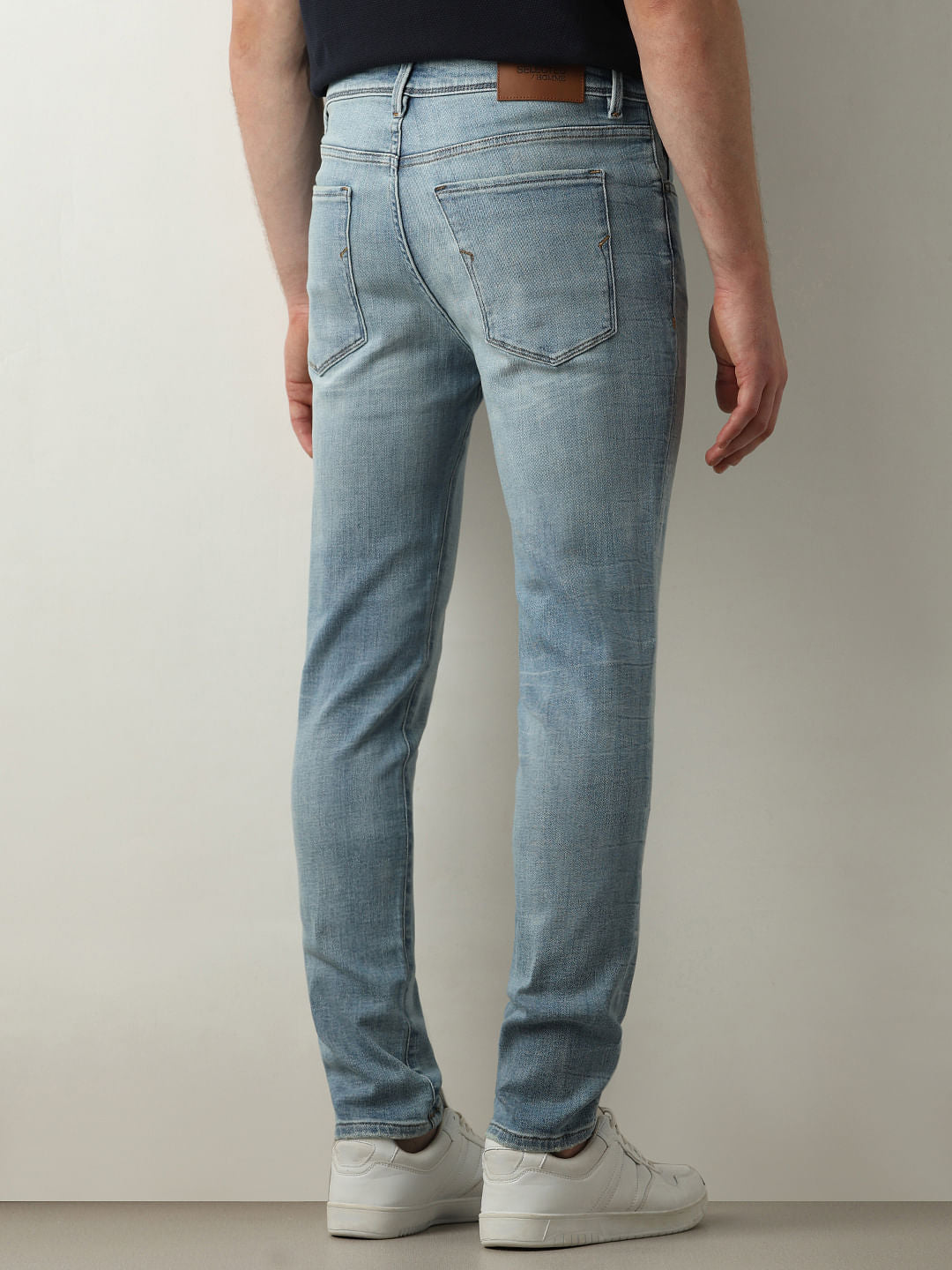 Blue Mid Rise Leon Slim Fit Jeans