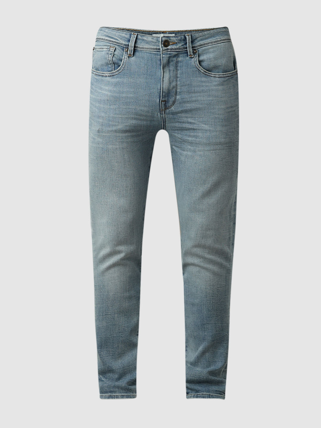 Blue Mid Rise Leon Slim Fit Jeans